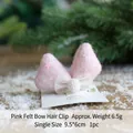 Rosa Filz-Haarklammer mit Schleife und Bommel, süßer Winter-Weihnachtsschmuck für Kinder - Rosa Filz Schleife Haarspange