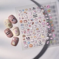 Autocollants 3D pour ongles avec motifs de vache et d'arc-en-ciel mignons - Style de Relief Animal Vache de Dessin Animé (FEB-765)