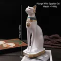 Wit hars Egyptisch Bastet kattenbeeld met gouden details en hiërogliefen basis, 37.5cm - Witte Egyptische Kat - Groot