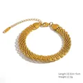 18K vergoldetes mehrreihiges Edelstahlarmband mit praktischer 5cm Verlängerung - SL41022-Mehrreihige Kette
