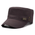 Men's dark brown cotton cadet cap featuring a metal brand plate and ventilation eyelets - Adjustable / Gray