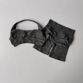 Dark grey halter neck yoga set with high waist scrunch shorts and sports bra - S / Dark Gray