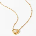 Collar con colgante de corazón dorado con incrustación de nácar y piedras finas - Corazón Nácar (KD1737) / Dorado+Blanco