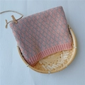 Pink and grey diamond pattern knitted neck warmer for kids with soft cozy texture - Pink Rhombus