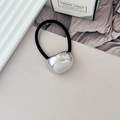 Elastic hair tie featuring a polished liquid metal silver bead in a minimalist style - Style C Silver