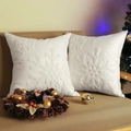 Set of 2 white Christmas pillow covers with embroidered snowflake pattern on sofa - Towel Embroidered White Snowflake/White
