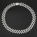 Detailed top-down view of silver iced-out Cuban link chain with square rhinestone clasp - Bracelet 18cm / Silver