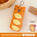 Plush bear bread shaped keychain pendant in orange fuzzy fabric with a metal chain - Charm / 1# Bread Bear Doll Keychain