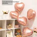 18-inch matte rose gold heart foil balloons with white ribbon for party decor - 18 Inch Matte Rose Gold Heart (10PCS)