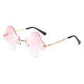Lunettes de soleil sans monture en forme de champignon avec dégradé rose et métal doré - Rose Bicolore