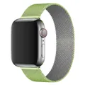 Milanese loop watch band in grass green and grey mesh for Apple Watch series - 22 Green And Silver / 38/40/41/42mm