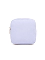 Compact light purple corduroy makeup bag with elegant gold zipper on white background - Light Purple