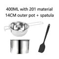 Kit de crisol para chocolate de acero inoxidable con bol 400ml y espátula negra - Olla 400ml+Exterior 14cm / Juego de Plata+Raspador Aleatorio