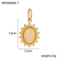 Ovaler goldener Titanstahl-Anhänger mit gelbem Naturstein, Größe 1,6cm x 1,2cm - Beige