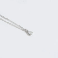 Minimalist silver choker necklace featuring a teardrop shaped clear gem pendant - White (Silver) (XL3412)