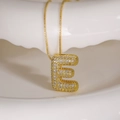 Gold letter E necklace pendant with cubic zirconia stones and delicate thin chain - Letter E (Box Chain)