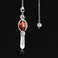 Merkaba Star Red Jasper and White Quartz Pendulum Pendant with Silver Chain - Red Jasper