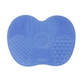 Blue heart-shaped silicone makeup brush cleaning mat with varied scrubbing textures - Small / Blue