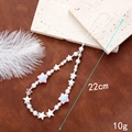 Handmade beaded phone strap with pearls and stars, 22cm length and 10g lightweight design - Sweet Cool Star Style / Blue/White