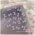 50 pieces of translucent lavender purple resin bow nail art charms, size 8x6mm for DIY decor - 50 Pcs/Pack / Lavender