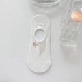 White cotton low cut invisible boat socks with pink butterfly embroidery detail - Bow