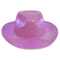 Cappello da cowboy olografico rosa con finitura metallica per feste ed eventi festival - Rosa