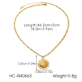 Dimensions de la chaîne Figaro en or 18 carats avec pendentif soleil et mesures détaillées - Style Pendentif Soleil Doré (HC-N40663)