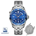 Orologio al quarzo KIMSDUN da uomo con quadrante a onde blu e cinturino in acciaio - Cassa Argento Lunetta Blu Quadrante Blu - Cinturino in Acciaio (Fondo Trasparente)