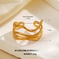 18K gold plated stainless steel wave ring with minimalist irregular open design - Irregular Wave Style (189)