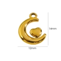 Pendente luna e cuore irregolare in acciaio inossidabile placcato oro 14K 14x12mm - Luna e Cuore (14x12mm)