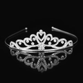 Elegant silver sparkling princess tiara headband with heart motif and crystals - Style 01 (Tiara)