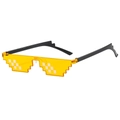 Thug Life pixel sunglasses with translucent yellow lenses and black mosaic frames - Integrated Nose Bridge / Yellow Double Row