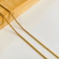 Classic golden curb chain necklace in stainless steel on wooden and white background - 1.5mm Curb Chain / 40+5CM Extension Chain / Gold