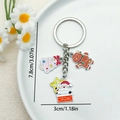 Porte-clés de Noël avec pendentifs sapin, bonhomme de pain d'épice et Père Noël, 7,8cm - Sapin de Noël et Bonhomme de Pain d'Épice (ER827)