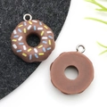 Chocolate resin donut charm pendant for DIY jewelry with decorative colorful sprinkles - Grey/Chocolate Donut
