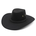 Détail de la couronne du chapeau de cowboy noir avec œillets et ruban en corde tressée - M(56-58cm) / Noir