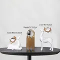 Nordic luxury resin deer set with gold antlers and crystal balls on gold base - Crystal Ball and White Deer Ornament Set-6