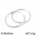 Pair of silver 304 stainless steel hoop earrings in 28x2mm size for men and women - 28mm(KE99147-Z)