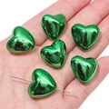 Glossy emerald green metallic heart-shaped acrylic beads for DIY jewelry making - Polished Heart Style / 20x18mm (4 Pieces/Pack) / Green