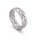 Elegant silver braided texture ring with minimalist woven wheat pattern design - US 10 / 7mm Silver Color (KR101544-KFC)