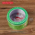 Boîte de Noël verte avec motif Père Noël et fenêtre transparente pour biscuits - 13,5 cm de diamètre x 7 cm de hauteur / Père Noël Style C (2370A-05)
