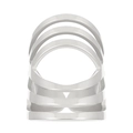 Macro view of wide silver hollowed multi-layer geometric stainless steel ring - White K (Stainless Steel) N-069