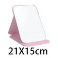 Pink portable foldable makeup mirror with PU leather case in 21x15cm size - Rounded Pink Large