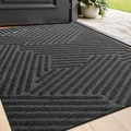 Dark gray non-slip entrance mat with geometric texture for outdoor and indoor use - 45*75cm / Star Orbit-Dark Gray