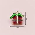 Christmas gift box alloy pendant with red enamel and green bow detail 1.6cm - 2860 Red Gift Box B