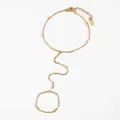 Minimalist gold plated stainless steel slave bracelet with rectangle bar accents - Round Tube Bar Style (KB038) / Gold