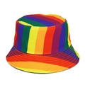 Rainbow striped bucket hat for men and women featuring vibrant cotton blend fabric - M (56-58cm) / Rainbow Color Stripe Design (M448—2)