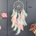 Handmade dream catcher with pink tree of life and pastel feathers, 16cm diameter - Dreamy Floral Blue Quality Selection / Default Quality Choice