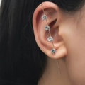 Minimalist gold ear crawler with four sparkling round zircons in a linear claw setting - Round Zircon Style (DZ-651)