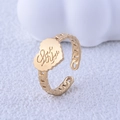 Goldener herzförmiger Ring mit 'Love You' Gravur und einzigartigem Gliederband - Herz Gravierter Kette Offener Ring (JR215) / Gold